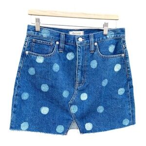 Women’s Madewell Blue A-Line Polka Dot Denim Pencil Skirt Size 28/US 0